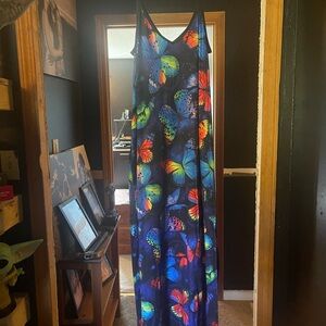 Amazon Women's Maxi Dress with Vibrant Butterfly Design
